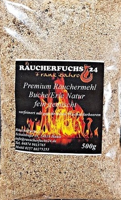 Räuchermehl Buche/Erle mit Wacholder geschrotet 500g